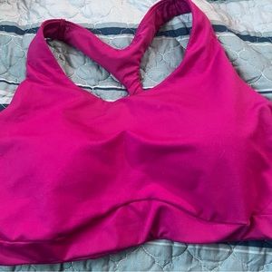 L Athleta Women's RacerBack Sports Bra Purple Pink Large Activewear Yoga Gym Lar